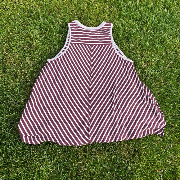 Free People Maroon Striped Tank Top XS - Picture 2 of 4